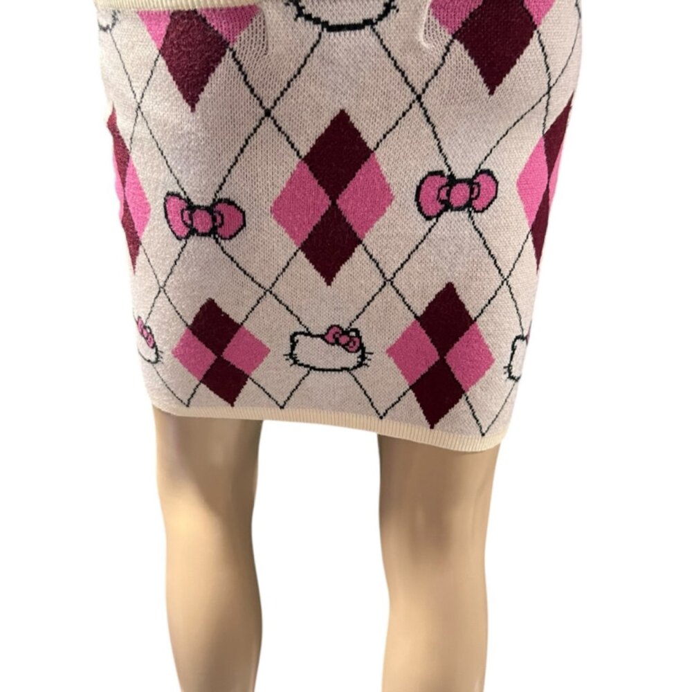 Hello Kitty Forever 21 Women XS Limited Edition Argyle Academia‎ Knit Mini Skirt